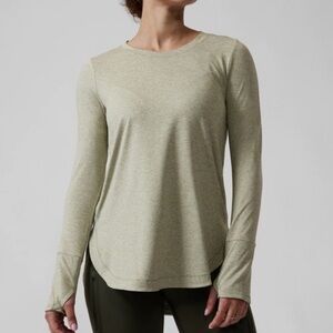 Athleta Uptempo long sleeve shirt, medium, green heather